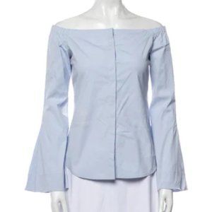 Theory Long Bell Sleeve Off the Shoulder Button up Top Size M